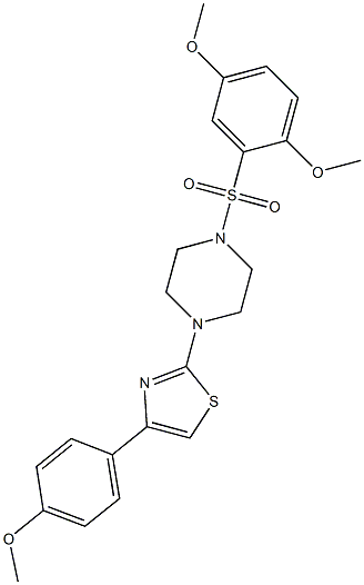 2-[4-(2,5-dimethoxyphenyl)sulfonylpiperazin-1-yl]-4-(4-methoxyphenyl)-1,3-thiazole 구조식 이미지