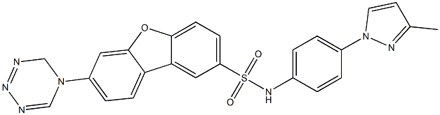 N-[4-(3-methylpyrazol-1-yl)phenyl]-7-(4H-1,2,3,5-tetrazin-5-yl)dibenzofuran-2-sulfonamide Structure