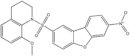 8-methoxy-1-(7-nitrodibenzofuran-2-yl)sulfonyl-3,4-dihydro-2H-quinoline Structure