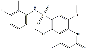 N-(3-fluoro-2-methylphenyl)-5,8-dimethoxy-4-methyl-2-oxo-1H-quinoline-6-sulfonamide 구조식 이미지