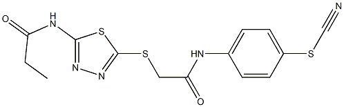 [4-[[2-[[5-(propanoylamino)-1,3,4-thiadiazol-2-yl]sulfanyl]acetyl]amino]phenyl] thiocyanate 구조식 이미지