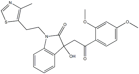 3-[2-(2,4-dimethoxyphenyl)-2-oxoethyl]-3-hydroxy-1-[2-(4-methyl-1,3-thiazol-5-yl)ethyl]indol-2-one 구조식 이미지