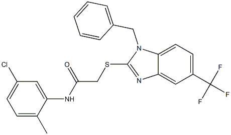 2-[1-benzyl-5-(trifluoromethyl)benzimidazol-2-yl]sulfanyl-N-(5-chloro-2-methylphenyl)acetamide 구조식 이미지