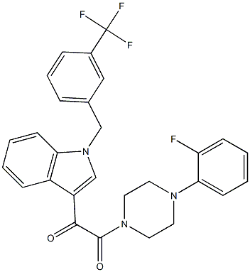 1-[4-(2-fluorophenyl)piperazin-1-yl]-2-[1-[[3-(trifluoromethyl)phenyl]methyl]indol-3-yl]ethane-1,2-dione Structure