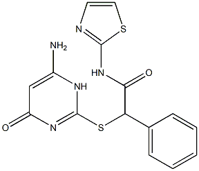 2-[(6-amino-4-oxo-1H-pyrimidin-2-yl)sulfanyl]-2-phenyl-N-(1,3-thiazol-2-yl)acetamide Structure