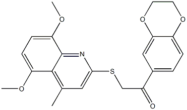 1-(2,3-dihydro-1,4-benzodioxin-6-yl)-2-(5,8-dimethoxy-4-methylquinolin-2-yl)sulfanylethanone Structure