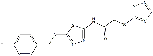 N-[5-[(4-fluorophenyl)methylsulfanyl]-1,3,4-thiadiazol-2-yl]-2-(1H-1,2,4-triazol-5-ylsulfanyl)acetamide Structure