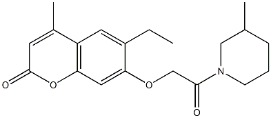 6-ethyl-4-methyl-7-[2-(3-methylpiperidin-1-yl)-2-oxoethoxy]chromen-2-one Structure