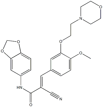 (E)-N-(1,3-benzodioxol-5-yl)-2-cyano-3-[4-methoxy-3-(2-morpholin-4-ylethoxy)phenyl]prop-2-enamide Structure