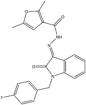 N-[(E)-[1-[(4-fluorophenyl)methyl]-2-oxoindol-3-ylidene]amino]-2,5-dimethylfuran-3-carboxamide Structure