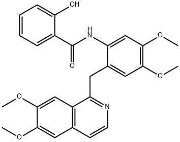 N-[2-[(6,7-dimethoxyisoquinolin-1-yl)methyl]-4,5-dimethoxyphenyl]-2-hydroxybenzamide 구조식 이미지