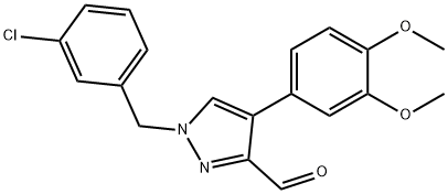 1-[(3-chlorophenyl)methyl]-4-(3,4-dimethoxyphenyl)pyrazole-3-carbaldehyde 구조식 이미지