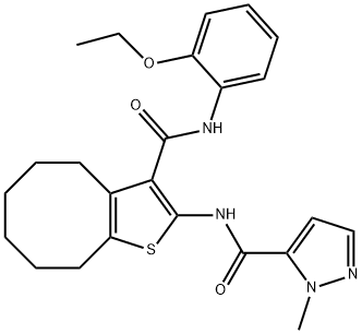 N-[3-[(2-ethoxyphenyl)carbamoyl]-4,5,6,7,8,9-hexahydrocycloocta[b]thiophen-2-yl]-2-methylpyrazole-3-carboxamide 구조식 이미지