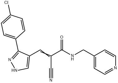 (Z)-3-[5-(4-chlorophenyl)-1H-pyrazol-4-yl]-2-cyano-N-(pyridin-4-ylmethyl)prop-2-enamide 구조식 이미지