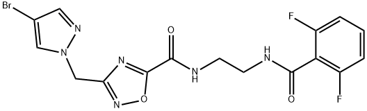 3-[(4-bromopyrazol-1-yl)methyl]-N-[2-[(2,6-difluorobenzoyl)amino]ethyl]-1,2,4-oxadiazole-5-carboxamide Structure