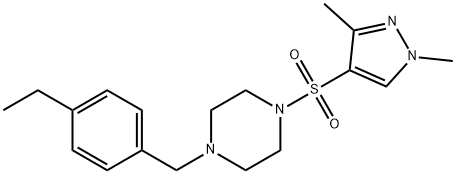 1-(1,3-dimethylpyrazol-4-yl)sulfonyl-4-[(4-ethylphenyl)methyl]piperazine 구조식 이미지