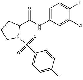 N-(3-chloro-4-fluorophenyl)-1-(4-fluorophenyl)sulfonylpyrrolidine-2-carboxamide 구조식 이미지