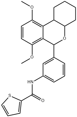 N-[3-(7,10-dimethoxy-2,3,4,4a,6,10b-hexahydro-1H-benzo[c]chromen-6-yl)phenyl]thiophene-2-carboxamide 구조식 이미지