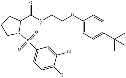 N-[2-(4-tert-butylphenoxy)ethyl]-1-(3,4-dichlorophenyl)sulfonylpyrrolidine-2-carboxamide 구조식 이미지