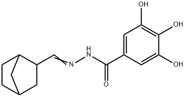 N-[(E)-3-bicyclo[2.2.1]heptanylmethylideneamino]-3,4,5-trihydroxybenzamide Structure