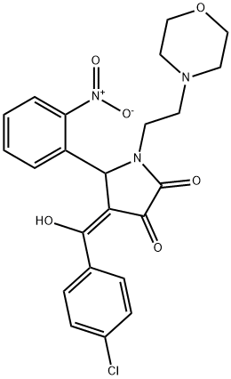 (E)-(4-chlorophenyl)-[1-(2-morpholin-4-ium-4-ylethyl)-2-(2-nitrophenyl)-4,5-dioxopyrrolidin-3-ylidene]methanolate Structure