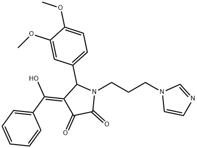 (4E)-5-(3,4-dimethoxyphenyl)-4-[hydroxy(phenyl)methylidene]-1-(3-imidazol-1-ylpropyl)pyrrolidine-2,3-dione Structure