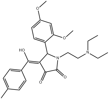 (E)-[1-[2-(diethylazaniumyl)ethyl]-2-(2,4-dimethoxyphenyl)-4,5-dioxopyrrolidin-3-ylidene]-(4-methylphenyl)methanolate Structure