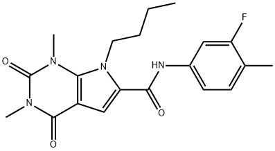 7-butyl-N-(3-fluoro-4-methylphenyl)-1,3-dimethyl-2,4-dioxopyrrolo[2,3-d]pyrimidine-6-carboxamide Structure