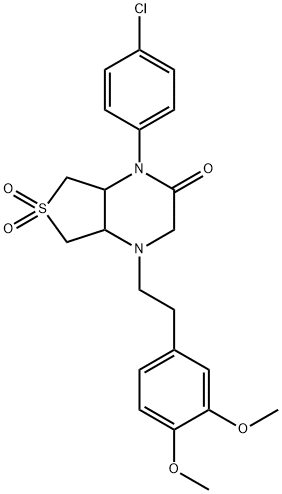 4-(4-chlorophenyl)-1-[2-(3,4-dimethoxyphenyl)ethyl]-6,6-dioxo-4a,5,7,7a-tetrahydro-2H-thieno[3,4-b]pyrazin-3-one Structure
