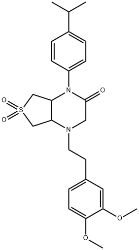 1-[2-(3,4-dimethoxyphenyl)ethyl]-6,6-dioxo-4-(4-propan-2-ylphenyl)-4a,5,7,7a-tetrahydro-2H-thieno[3,4-b]pyrazin-3-one Structure