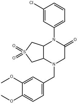 4-(3-chlorophenyl)-1-[(3,4-dimethoxyphenyl)methyl]-6,6-dioxo-4a,5,7,7a-tetrahydro-2H-thieno[3,4-b]pyrazin-3-one Structure