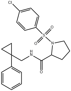 1-(4-chlorophenyl)sulfonyl-N-[(1-phenylcyclopropyl)methyl]pyrrolidine-2-carboxamide 구조식 이미지