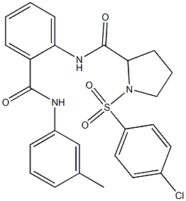 1-(4-chlorophenyl)sulfonyl-N-[2-[(3-methylphenyl)carbamoyl]phenyl]pyrrolidine-2-carboxamide Structure