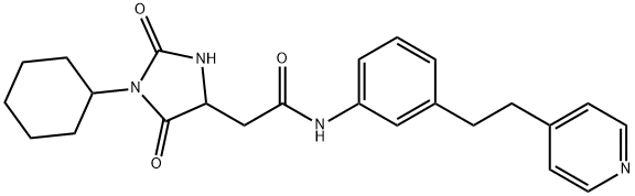 2-(1-cyclohexyl-2,5-dioxoimidazolidin-4-yl)-N-[3-(2-pyridin-4-ylethyl)phenyl]acetamide 구조식 이미지