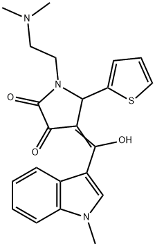 (4E)-1-[2-(dimethylamino)ethyl]-4-[hydroxy-(1-methylindol-3-yl)methylidene]-5-thiophen-2-ylpyrrolidine-2,3-dione Structure