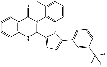 3-(2-methylphenyl)-2-[5-[3-(trifluoromethyl)phenyl]furan-2-yl]-1,2-dihydroquinazolin-4-one 구조식 이미지