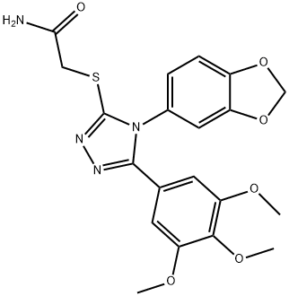 2-[[4-(1,3-benzodioxol-5-yl)-5-(3,4,5-trimethoxyphenyl)-1,2,4-triazol-3-yl]sulfanyl]acetamide 구조식 이미지