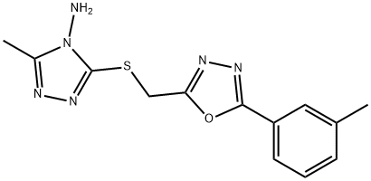 3-methyl-5-[[5-(3-methylphenyl)-1,3,4-oxadiazol-2-yl]methylsulfanyl]-1,2,4-triazol-4-amine 구조식 이미지