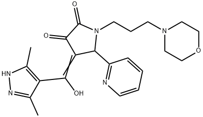 (4E)-4-[(3,5-dimethyl-1H-pyrazol-4-yl)-hydroxymethylidene]-1-(3-morpholin-4-ylpropyl)-5-pyridin-2-ylpyrrolidine-2,3-dione Structure