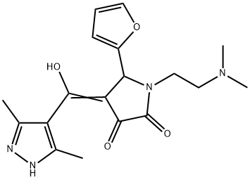(4E)-1-[2-(dimethylamino)ethyl]-4-[(3,5-dimethyl-1H-pyrazol-4-yl)-hydroxymethylidene]-5-(furan-2-yl)pyrrolidine-2,3-dione Structure