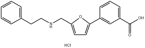 3-[5-[(2-phenylethylamino)methyl]furan-2-yl]benzoic acid hydrochloride Structure