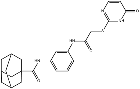 N-[3-[[2-[(6-oxo-1H-pyrimidin-2-yl)sulfanyl]acetyl]amino]phenyl]adamantane-1-carboxamide 구조식 이미지