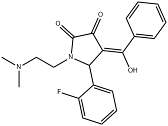 (E)-[1-[2-(dimethylazaniumyl)ethyl]-2-(2-fluorophenyl)-4,5-dioxopyrrolidin-3-ylidene]-phenylmethanolate Structure