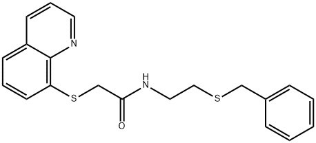 N-(2-benzylsulfanylethyl)-2-quinolin-8-ylsulfanylacetamide 구조식 이미지