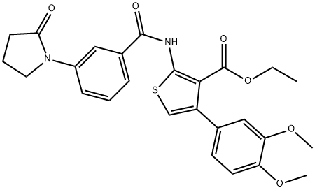 ethyl 4-(3,4-dimethoxyphenyl)-2-[[3-(2-oxopyrrolidin-1-yl)benzoyl]amino]thiophene-3-carboxylate 구조식 이미지