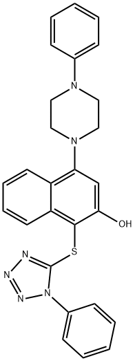 4-(4-phenylpiperazin-1-yl)-1-(1-phenyltetrazol-5-yl)sulfanylnaphthalen-2-ol Structure