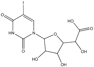 2-[3,4-dihydroxy-5-(5-iodo-2,4-dioxopyrimidin-1-yl)oxolan-2-yl]-2-hydroxyacetic acid 구조식 이미지