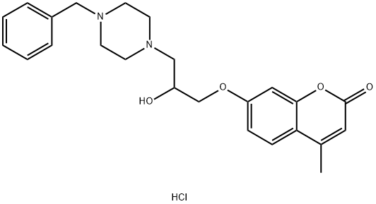 7-[3-(4-benzylpiperazin-1-yl)-2-hydroxypropoxy]-4-methylchromen-2-one dihydrochloride Structure