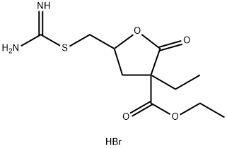 ethyl 5-(carbamimidoylsulfanylmethyl)-3-ethyl-2-oxooxolane-3-carboxylate hydrobromide Structure