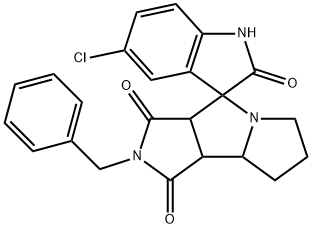 2'-benzyl-5-chlorospiro[1H-indole-3,4'-3a,6,7,8,8a,8b-hexahydropyrrolo[3,4-a]pyrrolizine]-1',2,3'-trione Structure